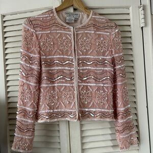 Vintage Papell Boutique Blush Embroidered Blazer